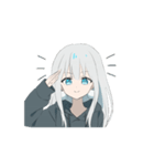 動くパーカーの女の子(銀髪)（個別スタンプ：7）