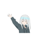 動くパーカーの女の子(銀髪)（個別スタンプ：14）