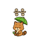 可愛い傘たぬき 韓国語（個別スタンプ：3）