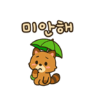 可愛い傘たぬき 韓国語（個別スタンプ：15）