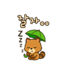 可愛い傘たぬき 韓国語（個別スタンプ：16）