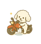 白いプードルのバイク乗り 日本語（個別スタンプ：14）