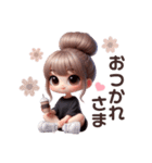 毎日使える♡可愛いお団子ヘアの女の子（個別スタンプ：10）
