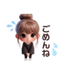 毎日使える♡可愛いお団子ヘアの女の子（個別スタンプ：18）