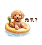 浮き輪でぷかぷかトイプードル（個別スタンプ：3）