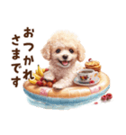 浮き輪でぷかぷかトイプードル（個別スタンプ：6）