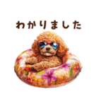 浮き輪でぷかぷかトイプードル（個別スタンプ：17）