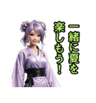 和装女子_浴衣ネキ（推し活編）（個別スタンプ：3）