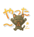 黒にゃんデカ文字✧いつもの挨拶（個別スタンプ：20）