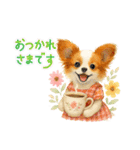 かわいいパピヨンとスピッツの日常スタンプ（個別スタンプ：15）