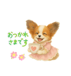 かわいいパピヨンとスピッツの日常スタンプ（個別スタンプ：16）