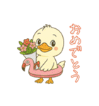 フラミンゴ気分の夏のピヨミン（個別スタンプ：18）