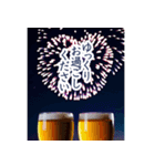 ✨飛び出す花火とビール！毎年使える！（個別スタンプ：16）