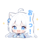 白猫×水色の女の子スタンプ（個別スタンプ：16）