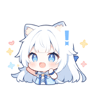 白猫×水色の女の子スタンプ（個別スタンプ：20）