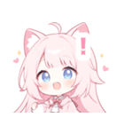 ピンク猫×水色の女の子スタンプ（個別スタンプ：25）