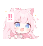 ピンク猫×水色の女の子スタンプ（個別スタンプ：36）