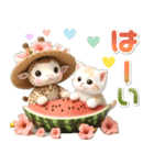 夏 猛暑 酷暑♡キリンとネコ（個別スタンプ：2）