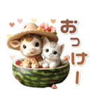 夏 猛暑 酷暑♡キリンとネコ（個別スタンプ：3）