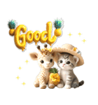 夏 猛暑 酷暑♡キリンとネコ（個別スタンプ：4）