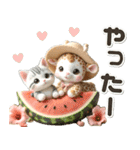 夏 猛暑 酷暑♡キリンとネコ（個別スタンプ：22）