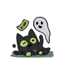 びびり黒猫ミミの霊月パニック（個別スタンプ：4）