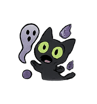 びびり黒猫ミミの霊月パニック（個別スタンプ：9）