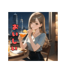 ひみつの夜。先輩と乾杯（個別スタンプ：6）