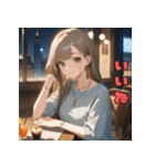 ひみつの夜。先輩と乾杯（個別スタンプ：7）