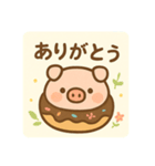 豚さんドーナツ背景あり 日本語（個別スタンプ：2）