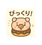 豚さんドーナツ背景あり 日本語（個別スタンプ：9）