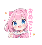 ピンク×ラブリーな女の子スタンプ（個別スタンプ：26）