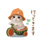 スコティッシュ猫 可愛いみかんハット（個別スタンプ：14）