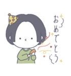 #顔に出ない女子 前髪なしボブver.（個別スタンプ：24）