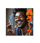 ※タバコを吸うゲイの♡黒人男性（個別スタンプ：3）