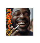※タバコを吸うゲイの♡黒人男性（個別スタンプ：18）