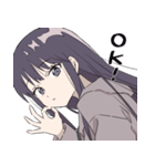 パーカーの女の子(ロングヘア)（個別スタンプ：1）