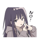 パーカーの女の子(ロングヘア)（個別スタンプ：2）