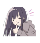 パーカーの女の子(ロングヘア)（個別スタンプ：3）