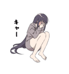 パーカーの女の子(ロングヘア)（個別スタンプ：7）