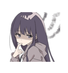 パーカーの女の子(ロングヘア)（個別スタンプ：9）