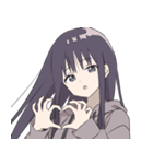 パーカーの女の子(ロングヘア)（個別スタンプ：21）