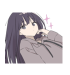パーカーの女の子(ロングヘア)（個別スタンプ：22）