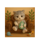 ソファでまったり♡フエルトねこスタンプ40（個別スタンプ：2）