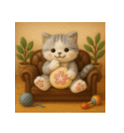 ソファでまったり♡フエルトねこスタンプ40（個別スタンプ：4）