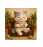 ソファでまったり♡フエルトねこスタンプ40（個別スタンプ：8）