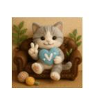 ソファでまったり♡フエルトねこスタンプ40（個別スタンプ：11）