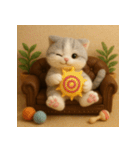 ソファでまったり♡フエルトねこスタンプ40（個別スタンプ：14）