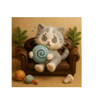 ソファでまったり♡フエルトねこスタンプ40（個別スタンプ：17）