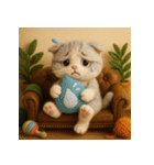 ソファでまったり♡フエルトねこスタンプ40（個別スタンプ：24）
